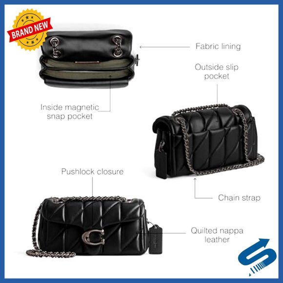 Quilted Leather Shoulder Bag with Adjustable Chain Strap